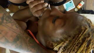 Небрежный үңәс менән уратып тәрән толстушка булдым негритянка